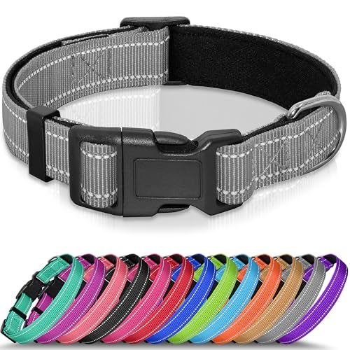 Seyezo Hundehalsband, atmungsaktiv, weich gepolstert, für kleine, mittelgroße und große Hunde, verstellbare Welpenhalsbänder mit Schnellverschluss-Schnalle, sicheres, reflektierendes Seyezo Hundehalsband, atmungsaktiv, weich gepolstert, für kleine, mittelgroße und große Hunde, verstellbare Welpenhalsbänder mit Schnellverschluss-Schnalle, sicheres, reflektierendes von Seyezo