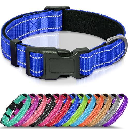 Seyezo Hundehalsband, atmungsaktiv, weich gepolstert, für kleine, mittelgroße und große Hunde, verstellbare Welpenhalsbänder mit Schnellverschluss-Schnalle, sicheres, reflektierendes von Seyezo