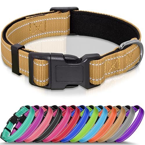 Seyezo Hundehalsband, atmungsaktiv, weich gepolstert, für kleine, mittelgroße und große Hunde, verstellbare Welpenhalsbänder mit Schnellverschluss-Schnalle, sicheres, reflektierendes Seyezo Hundehalsband, atmungsaktiv, weich gepolstert, für kleine, mittelgroße und große Hunde, verstellbare Welpenhalsbänder mit Schnellverschluss-Schnalle, sicheres, reflektierendes von Seyezo