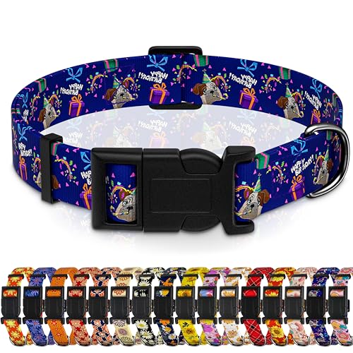 Seyezo Hundehalsband, klassisches Geburtstagsgeschenk, für Jungen und Mädchen, Welpenhalsband für kleine, mittelgroße und große Hunde, Happy Birthday, Haustierhalsband mit Sicherheitsschnalle für von Seyezo