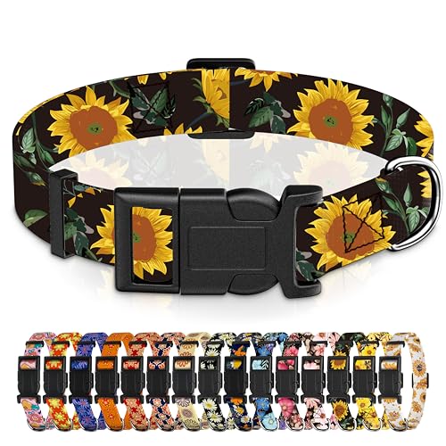Seyezo Hundehalsband für Jungen und Mädchen, Sonnenblumen-Welpenhalsband für kleine, mittelgroße und große Hunde, verstellbar, weiches Blumenmuster, Haustierhalsband mit Sicherheitsschnalle für Seyezo Hundehalsband für Jungen und Mädchen, Sonnenblumen-Welpenhalsband für kleine, mittelgroße und große Hunde, verstellbar, weiches Blumenmuster, Haustierhalsband mit Sicherheitsschnalle für von Seyezo