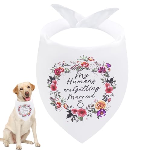 Seyezo Hundehalstücher mit Aufschrift "My Humans are Getting Married", Hundehalstuch, Haustierschal, Verlobungsfeier, Foto-Dekoration, Haustierzubehör für Hundeliebhaber, buntes Blumenmuster Seyezo Hundehalstücher mit Aufschrift "My Humans are Getting Married", Hundehalstuch, Haustierschal, Verlobungsfeier, Foto-Dekoration, Haustierzubehör für Hundeliebhaber, buntes Blumenmuster von Seyezo