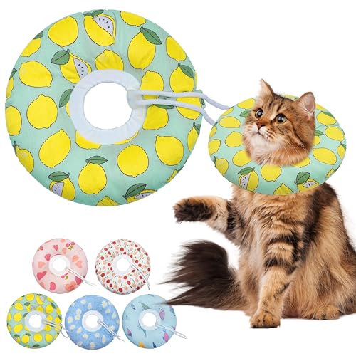 Seyezo Katzenkegel-Halsband, weich, verstellbar, um Lecken zu verhindern, niedliches Donut-E-Halsband nach Operationen, Wundheilung, elisabethanisches Halsband für Kätzchen (grüne Zitrone, groß) von Seyezo