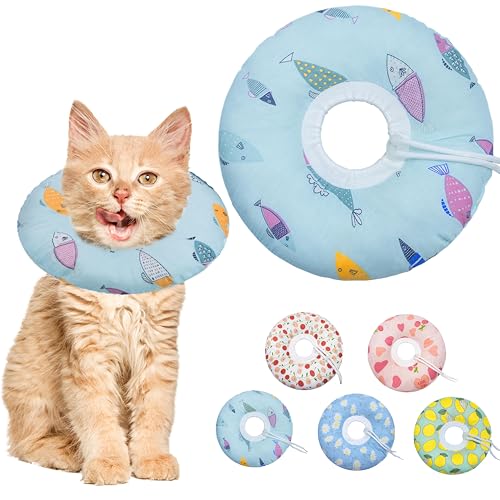Seyezo Katzenkegel weiches Halsband, verstellbares Katzen-Genesungshalsband für kleine, mittelgroße und große Katzen, niedliches Donut-E-Halsband nach Operationen, Anti-Leck-Wundheilung, von Seyezo