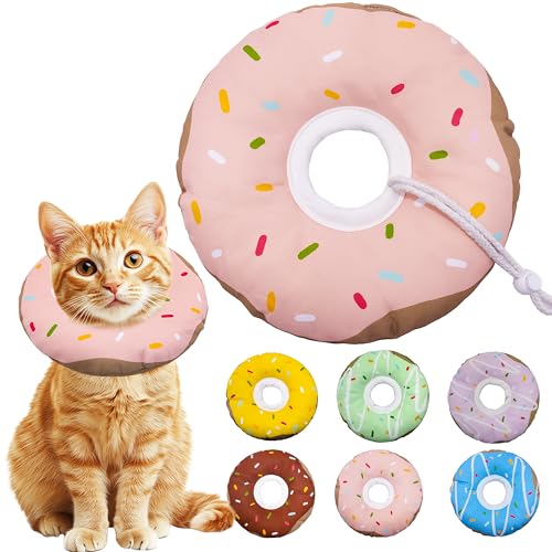 Seyezo Katzenkegel weiches Halsband, verstellbares Katzen-Genesungshalsband für kleine, mittelgroße und große Katzen, niedliches Donut-E-Halsband nach Operationen (D-wasserdicht, Rosa, klein) von Seyezo