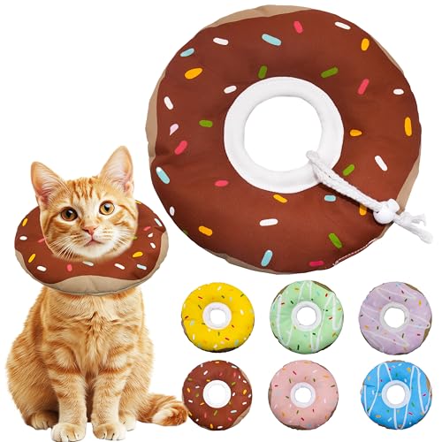 Seyezo Katzenkegel weiches Halsband, verstellbares Katzen-Genesungshalsband für kleine, mittelgroße und große Katzen, niedliches Donut-E-Halsband nach Operationen (D-wasserdicht, braun, klein) von Seyezo