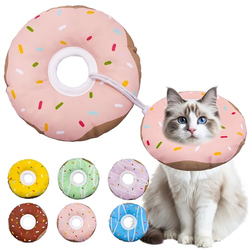 Seyezo Katzenkegelhalsband, weich, verstellbar, Katzen-Genesungshalsband für kleine, mittelgroße und große Katzen, niedliches Donut-E-Halsband nach Operationen, Katzenhals-Kissen, Katzenkegel der Seyezo Katzenkegelhalsband, weich, verstellbar, Katzen-Genesungshalsband für kleine, mittelgroße und große Katzen, niedliches Donut-E-Halsband nach Operationen, Katzenhals-Kissen, Katzenkegel der von Seyezo