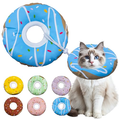 Seyezo Katzenkegelhalsband, weich, verstellbar, Katzen-Genesungshalsband für kleine, mittelgroße und große Katzen, niedliches Donut-E-Kragen nach Operationen, Katzenhals-Kissen, Katzenkegel der von Seyezo