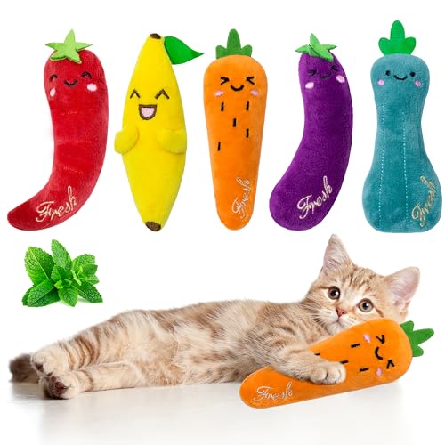 Seyezo Katzenminze-Spielzeug für Indoor-Katzen, 5 Stück, Katzenminze-Spielzeug für Katzen, flauschiges Katzenminze-Spielzeug zum Kauen, interaktives Kätzchen-Spielzeug, Katzenminze-gefülltes Seyezo Katzenminze-Spielzeug für Indoor-Katzen, 5 Stück, Katzenminze-Spielzeug für Katzen, flauschiges Katzenminze-Spielzeug zum Kauen, interaktives Kätzchen-Spielzeug, Katzenminze-gefülltes von Seyezo