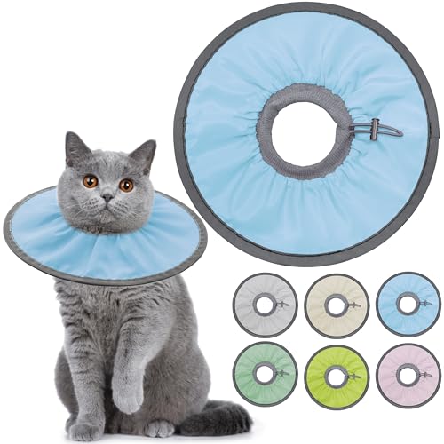 Seyezo Leichtes Katzenkegelhalsband, weich, bequem, Katzen-Genesungshalsband nach Operationen, elisabethanisches E-Halsband für Katzen, Kegel für Katzen, um das Lecken zu stoppen (Babyblau, Medium) von Seyezo