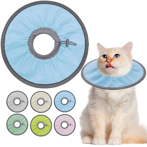 Seyezo Leichtes Katzenkegelhalsband, weich, bequem, Katzen-Genesungshalsband nach Operationen, elisabethanisches E-Halsband für Katzen, Kegel für Katzen, um das Lecken zu stoppen (Babyblau, groß) von Seyezo