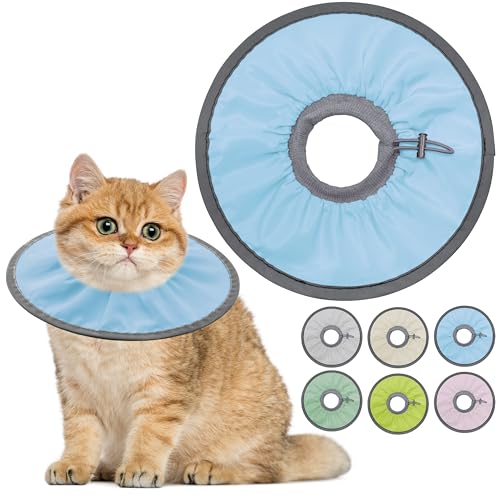 Seyezo Leichtes Katzenkegelhalsband, weich, bequem, Katzen-Genesungshalsband nach Operationen, elisabethanisches E-Halsband für Katzen, Kegel für Katzen, um das Lecken zu stoppen (Babyblau, klein) von Seyezo