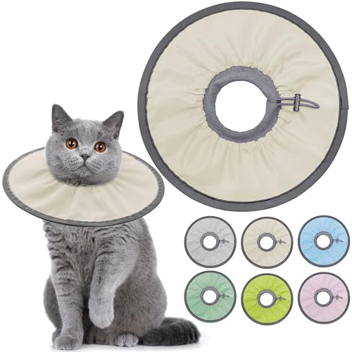 Seyezo Leichtes Katzenkegelhalsband, weich, bequem, Katzen-Genesungshalsband nach Operationen, elisabethanisches E-Halsband für Katzen, Kegel für Katzen, um das Lecken zu stoppen (Khaki, Medium) von Seyezo