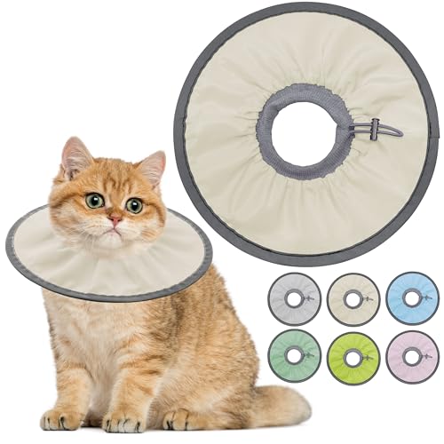 Seyezo Leichtes Katzenkegelhalsband, weich, bequem, Katzen-Genesungshalsband nach Operationen, elisabethanisches E-Halsband für Katzen, Kegel für Katzen, um das Lecken zu stoppen (Khaki, klein) von Seyezo