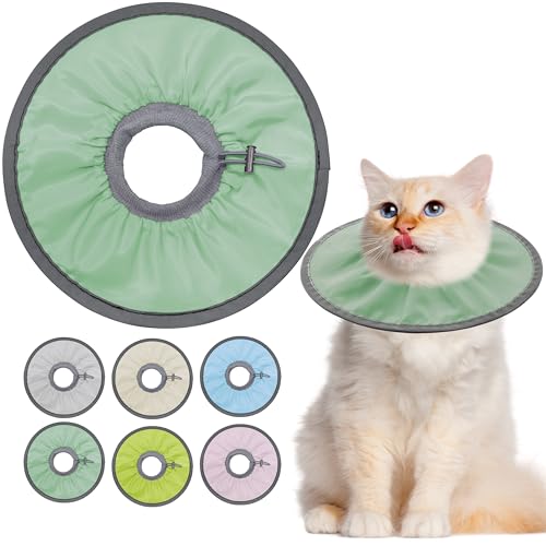 Seyezo Leichtes Katzenkegelhalsband, weich, bequem, Katzen-Genesungshalsband nach Operationen, elisabethanisches E-Halsband für Katzen, Kegel für Katzen, um das Lecken zu stoppen (Minzgrün, groß) von Seyezo
