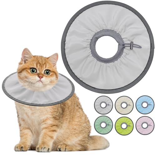 Seyezo Leichtes Katzenkegelhalsband, weich, bequem, nach Operationen, elisabethanisches E-Halsband für Katzen, Kegel für Katzen, um das Lecken zu stoppen (Grau, klein) von Seyezo