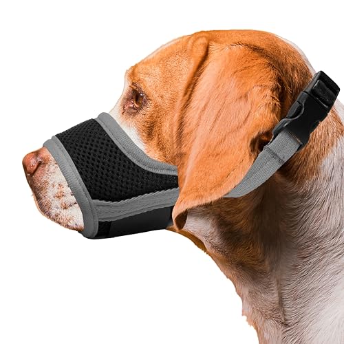 Seyezo Maulkorb für Hunde, weich, atmungsaktiv, Air-Mesh-Nylonbezug, verstellbar, 6 Größen (Grau, S) von Seyezo