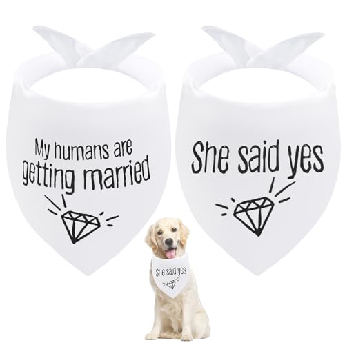 Seyezo Verlobungsgeschenke, Hundehalstücher mit Aufschrift "My Humans are Getting Married", Hochzeits-Hundehalstuch, Haustier-Schal, Verlobungsfeier, Foto-Dekorationen, Haustierzubehör für von Seyezo