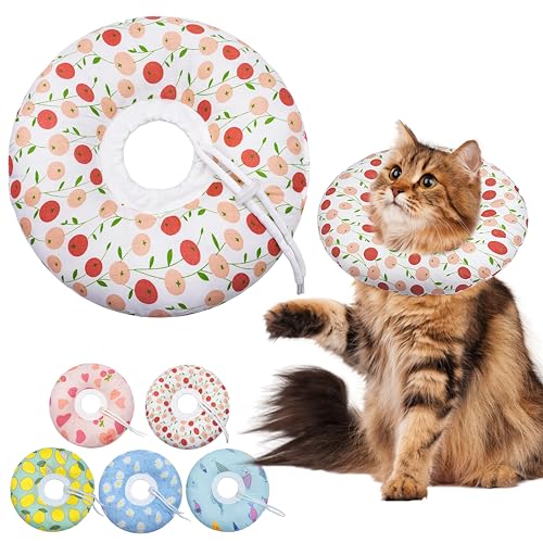 Seyezo Weicher Katzen-Genesungskegel, verstellbares E-Halsband für kleine bis große Katzen, Anti-Leck-Wundheilungshalsband für Kätzchen (rosa Kirsche, groß) von Seyezo