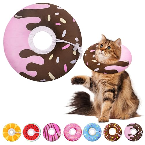 Seyezo Weiches Katzenkegel-Halsband, verstellbares Katzen-Genesungshalsband für kleine, mittelgroße und große Katzen, niedliches Donut-E-Halsband nach Operationen, Anti-Leck-Wundheilung, Seyezo Weiches Katzenkegel-Halsband, verstellbares Katzen-Genesungshalsband für kleine, mittelgroße und große Katzen, niedliches Donut-E-Halsband nach Operationen, Anti-Leck-Wundheilung, von Seyezo