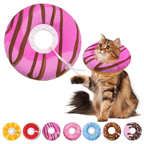 Seyezo Weiches Katzenkegel-Halsband, verstellbares Katzen-Genesungshalsband für kleine, mittelgroße und große Katzen, niedliches Donut-E-Halsband nach Operationen, Anti-Leck-Wundheilung, Seyezo Weiches Katzenkegel-Halsband, verstellbares Katzen-Genesungshalsband für kleine, mittelgroße und große Katzen, niedliches Donut-E-Halsband nach Operationen, Anti-Leck-Wundheilung, von Seyezo