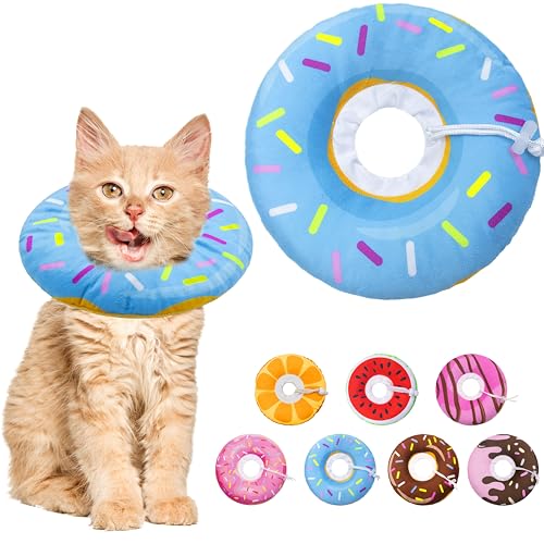 Seyezo Weiches Katzenkegel-Halsband, verstellbares Katzen-Genesungshalsband für kleine, mittelgroße und große Katzen, niedliches Donut-E-Halsband nach Operationen, Anti-Leck-Wundheilung, Seyezo Weiches Katzenkegel-Halsband, verstellbares Katzen-Genesungshalsband für kleine, mittelgroße und große Katzen, niedliches Donut-E-Halsband nach Operationen, Anti-Leck-Wundheilung, von Seyezo