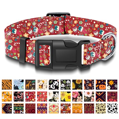 Seyezo Weihnachtliches Hundehalsband mit schönem buntem Muster, niedlich, atmungsaktiv, für Jungen und Mädchen, Welpenhalsband mit Sicherheitsschnalle, verstellbares, weiches Haustierhalsband für von Seyezo