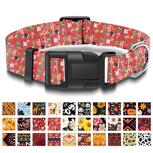 Seyezo Weihnachtliches Hundehalsband mit schönem buntem Muster, niedlich, atmungsaktiv, für Jungen und Mädchen, Welpenhalsband mit Sicherheitsschnalle, verstellbares, weiches Haustierhalsband für von Seyezo