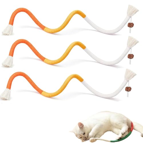 Kauseile for Katzen, 3er-Pack Gebogenes Katzenseilspielzeug, Kauspielzeug for Haustiere Zur Zahnreinigung Und Zahnpflege, Stressabbau, Interaktives Neckspielzeug for Katzen Und Kätzchen(Style b) von Seymal