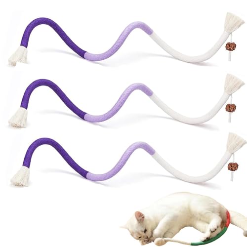Kauseile for Katzen, 3er-Pack Gebogenes Katzenseilspielzeug, Kauspielzeug for Haustiere Zur Zahnreinigung Und Zahnpflege, Stressabbau, Interaktives Neckspielzeug for Katzen Und Kätzchen(Style c) von Seymal