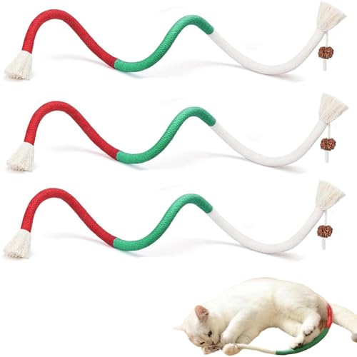 Kauseile for Katzen, 3er-Pack Gebogenes Katzenseilspielzeug, Kauspielzeug for Haustiere Zur Zahnreinigung Und Zahnpflege, Stressabbau, Interaktives Neckspielzeug for Katzen Und Kätzchen(Style d) von Seymal