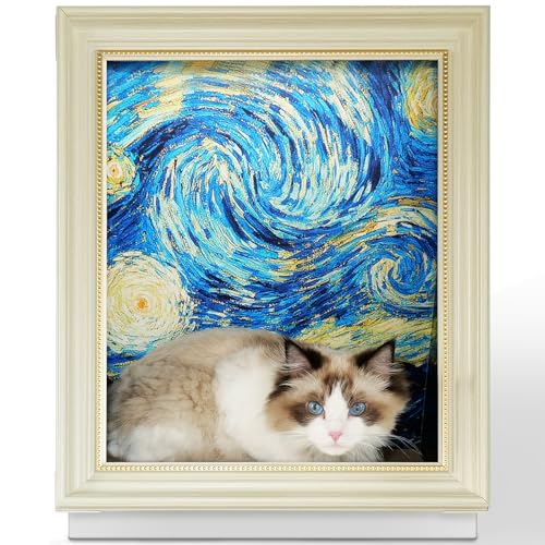 Kratzbrett für den Innenbereich, mit horizontalem Karton, Katzenkratzbett, halbumlaufendes Design mit Katzenminze (Die Sternennacht, mittelgroß) von Seyõssbe
