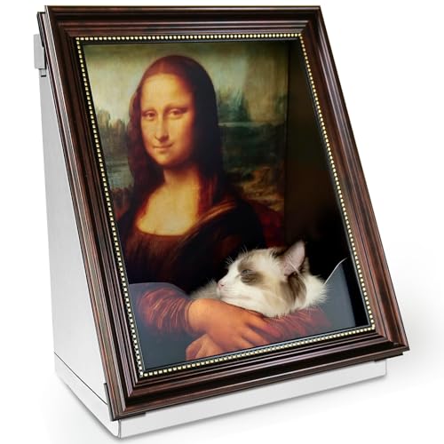Mona Lisa Katzenbett, Malerei, Katzenkratzbett, CartBoard, Katzenhaus für Innenkatzen, halbrundes Design, mit horizontalem Katzenkratzbrett, mit Katzenminze (B1-Mona Lisa, Rahmen vorgeklebt) von Seyõssbe