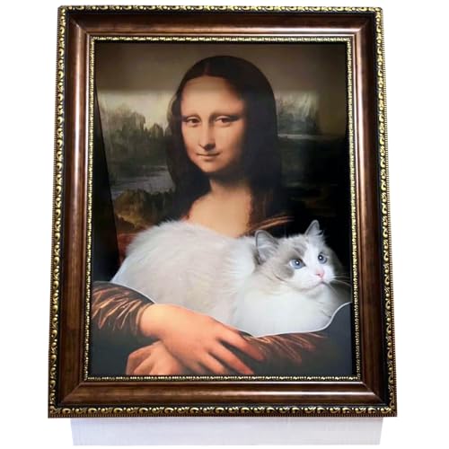 Mona Lisa Katzenbett, Malerei, Katzenkratzer für den Innenbereich, mit horizontalem Karton, Katzenkratzbett, Haus, halbrundes Design mit Katzenminze (Mona Lisa, mittelgroß) von Seyõssbe