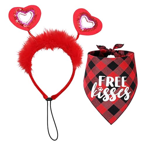 Seyrnicay Valentinstags-Herz-Stirnband für Hunde, Kostüm-Set mit Halstuch, Stirnband für Valentinstag, Urlaubskostüme für kleine, mittelgroße und große Hunde Seyrnicay Valentinstags-Herz-Stirnband für Hunde, Kostüm-Set mit Halstuch, Stirnband für Valentinstag, Urlaubskostüme für kleine, mittelgroße und große Hunde von Seyrnicay