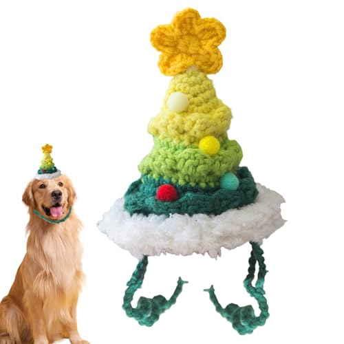 Seyrnicay Weihnachtsmütze für kleine Hunde, Wolle, gestrickt, Katzenkostüm, niedlich, gestrickt, für Haustiere, fünfzackiger Stern, handgefertigte Katzenkopfbedeckung Seyrnicay Weihnachtsmütze für kleine Hunde, Wolle, gestrickt, Katzenkostüm, niedlich, gestrickt, für Haustiere, fünfzackiger Stern, handgefertigte Katzenkopfbedeckung von Seyrnicay