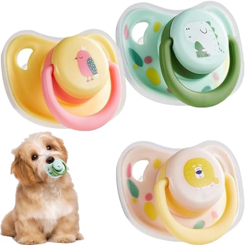 Pet Dog Silicone Pacifier, Puppy Kitten Calming Pacifier, Dog Pacifier Chew Toy, Puppy Pacifier for Small, Small Dog Cat Chew Toy (M,3PCS) von Sfbnjr