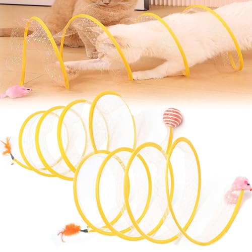 Self-Play Cat Hunting Spiral Tunnel Toy, Brylec Coil Cat Toy, Coil Cat Toy, Cat Coil Toy, Cat Toy Spring Coil Large Tunnel, Cat Tunnel Toys for Indoor Cats (2PCS-A) von Sfbnjr