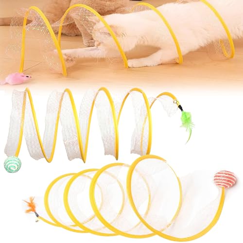 Self-Play Cat Hunting Spiral Tunnel Toy, Brylec Coil Cat Toy, Coil Cat Toy, Cat Coil Toy, Cat Toy Spring Coil Large Tunnel, Cat Tunnel Toys for Indoor Cats (2PCS-C) von Sfbnjr