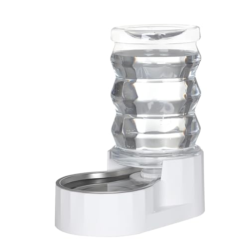 Sfozstra Automatische Haustier-Bewässerung, 6 l, 100 % BPA-frei, Schwerkraft-Futterspender aus Edelstahl, praktischer Trinkwasserspender für Hunde und Katzen (Weiß, 6L) von Sfozstra