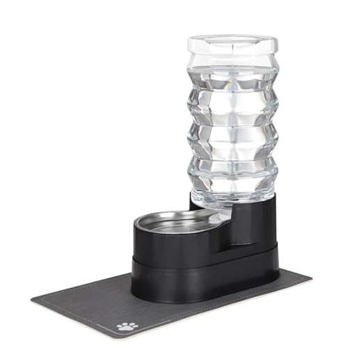 Sfozstra Automatischer Tränkeautomat, Edelstahl-Tiertränke mit wasserdichtem Pad, erhöhter Randspender für Katzen und Hunde (eisenhaltig, 9L) von Sfozstra