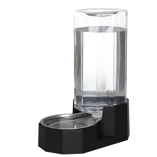 Sfozstra Automatischer Wasserspender für Haustiere mit Edelstahlnapf, Schwerkraft-Bewässerung, Eckiger Wasserspender für kleine bis große Hunde und Katzen (Schwarz, 9L ohne Filter) von Sfozstra