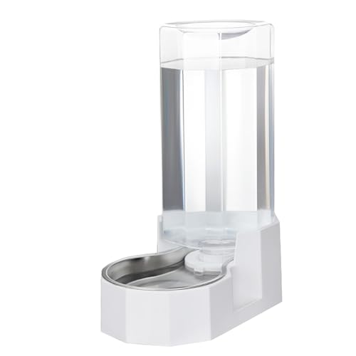 Sfozstra Automatischer Wasserspender für Haustiere mit Edelstahlnapf, Schwerkraft-Bewässerung, eckiger Wasserspender für kleine bis große Hunde und Katzen (Weiß, 9L mit Filter) von Sfozstra