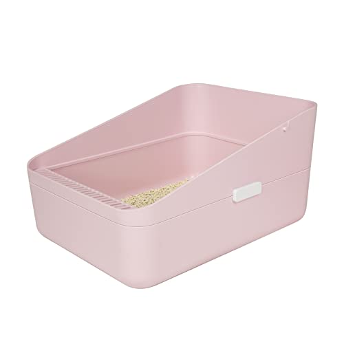 Sfozstra Offene Katzentoilette, verhindert das Auslaufen von Sand, langlebige, hohe Seite Katzenklo für kleine Katzen, abnehmbare Katzentoilette, leicht zu reinigen (Rosa M) von Sfozstra