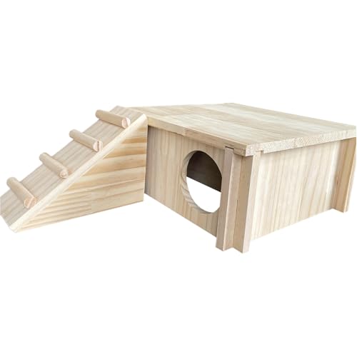 Sghtil Hamsterhütte, Hamster Held, Holzhamsterkäfig, Lebensräume mit Kletterleiter, Käfigzubehör für interaktives Futtersuche Setup von Sghtil