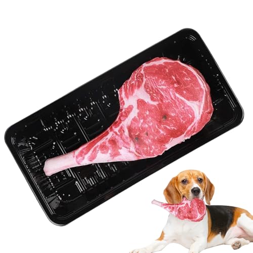 Sghtil Hundequietschende Spielzeug, quietschendes Kauenspielzeug für Hund | Steak Form Design Squeaker Puppe für Welpen,Bitt-resistente interaktive Fetch-Kauspielzeug für mittlere und große Welpe von Sghtil