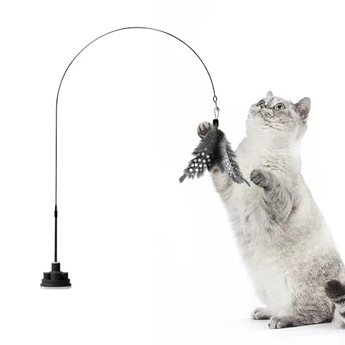 Sghtil Katzenangel Mit Federn - Federstab Mit Glocke,Unzerstörbares Katzenzubehör Mit Saugnapf & Interaktivem Spielzeug Für Jagdspiele Sghtil Katzenangel Mit Federn - Federstab Mit Glocke,Unzerstörbares Katzenzubehör Mit Saugnapf & Interaktivem Spielzeug Für Jagdspiele von Sghtil