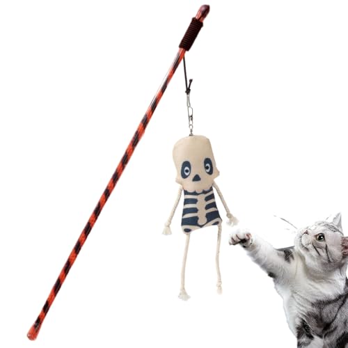 Sghtil Katzenangel Spielzeug,Halloween Katzentrainingsstab - Ergonomische Katzenangel mit Kürbisgeist gegen Langeweile, zur Jagdsimulation, für Training und Bewegung Sghtil Katzenangel Spielzeug,Halloween Katzentrainingsstab - Ergonomische Katzenangel mit Kürbisgeist gegen Langeweile, zur Jagdsimulation, für Training und Bewegung von Sghtil