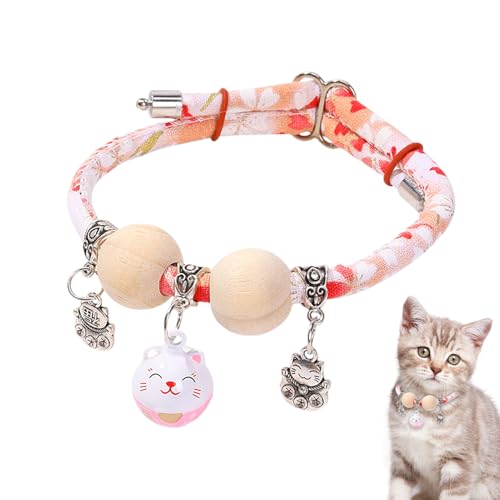 Sghtil Katzenhalsband - Zedernperlen Haustier Katzenhalsband | Verstellbares Schmuckhalsband Für Spaziergänge Reisen Zuhause Kleine Mittelgroße Große Rassen von Sghtil
