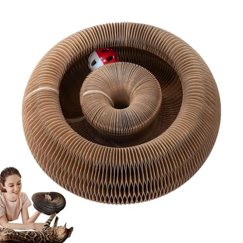 Sghtil Kratzer für Innenkatzen, Katzenkratzerbrett | Katzenkratzpad mit interaktivem Ball | Möbelschutzwellkarton Kätzchen Spielen Spielzeug für Wohnzimmer, Hof, Rasen von Sghtil